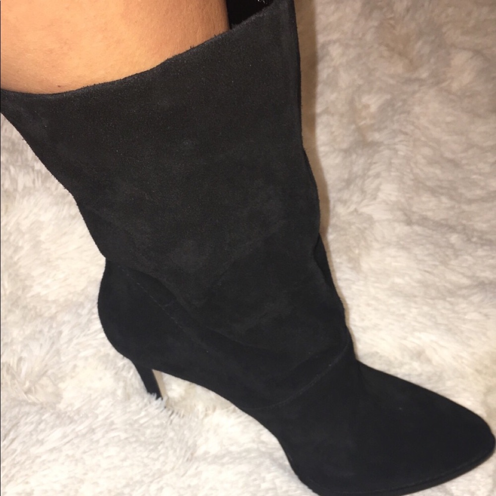 BCBG generation black suede calf boots.